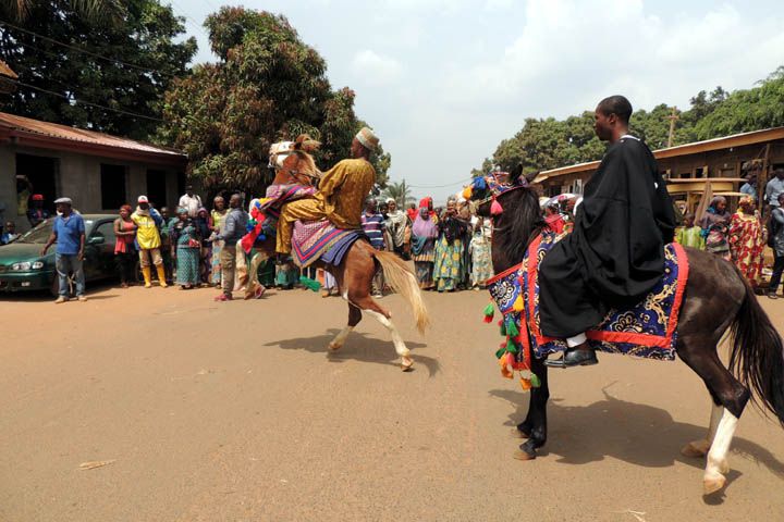 Caballos de celebracion en Foumban