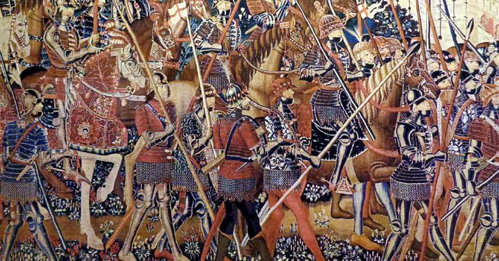 Vista parcial de un tapiz sobre el Cid 
