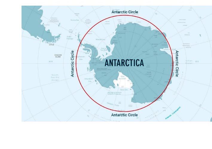 Figura F.Continente Ántartico o Antártida y círculo Ántártico