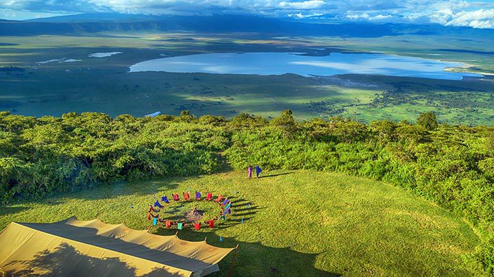 Fin de an?o sobre el volca?n Ngorongoro en Tanzania