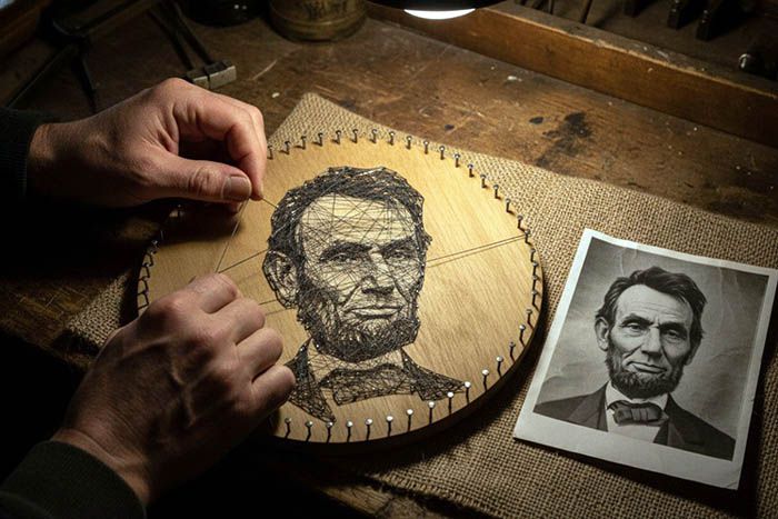 La secuencia del hilo transforma una referencia fotográfica en una pieza elaborada manualmente