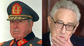 El fallecido ex dictador Augusto Pinochet y el ex secretario de Estado de Nixon, Henry Kissinger