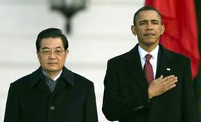 Obama (d) y  Hu Jintao