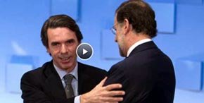José Mª Aznar (d) saluda a Mariano Rajoy