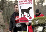 Unos 120 activistas sabotean el campeonato de España de caza de zorro