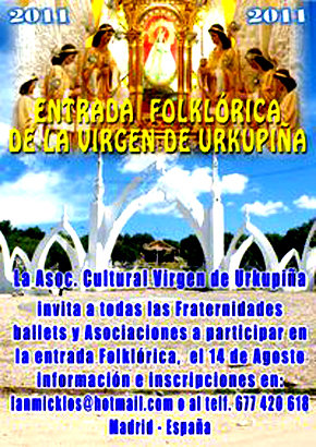 Brillante y colorida Fiesta boliviana en la celebración de la fiesta de “La Virgen de Urkupiña” en Madrid