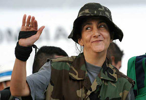 Ingrid Betancourt, el día de su liberación por las FF.AA colombianas en 2008