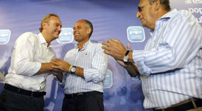 Francisco Camps junto a Alberto Fabra, jefe del Consell, y Carlos Fabra 