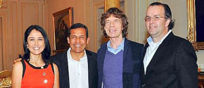 Foto de 'familia' tras la reunión de Humala y Jagger