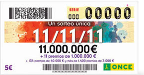 El sorteo de la ONCE del 11-11-11 deja 44 millones en toda España