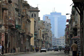 Una calle del centro de La Habana