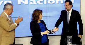 Javier Arenas, Soraya Sáenz de Santamaria y Mariano Rajoy