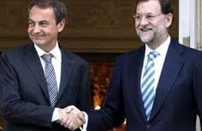 José Luis Rodríguez Zapatero (i) presidente en funciones y Mariano Rajoy futuro presidente del gobierno