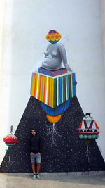Graffiti de OKUDA en el Instituto Cervantes de Nueva Delhi