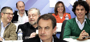 Zapatero y los dos aspirantes a sucederle durante la reunión del Comité Federal

