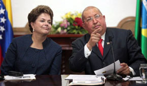 Dilma Rousseff, presidenta de Brasil y Hugo Chávez, presidente de Venezuela