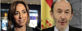 Carme Chacón y Alfredo Pérez Rubalcaba, los dos candidatos a liderar el PSOE a partir del Congreso de febrero 