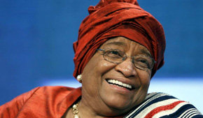 La ganadora del Nobel de la Paz y presidenta de Liberia, Ellen Johnson Sirleaf