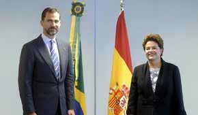 Don Felipe de Borbón, Ppe. de Asturias con Dilma Rousseff, presidenta de Brasil en imagen de archivo