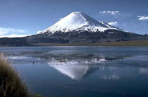 Lago Chungará, en el altiplano chileno...