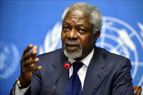 El enviado especial de la ONU y la Liga Árabe a Siria, Kofi Annan