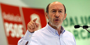 Rubalcaba, durante una intervención en el Congreso Regional andaluz