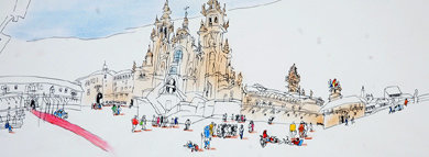 Alfredo González expone sus dibujos en el Museo de las Peregrinaciones y de Santiago de Compostela