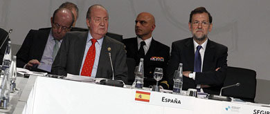 Mariano Rajoy y el rey don Juan Carlos este sábado, durante la Cumbre Iberoamericana.