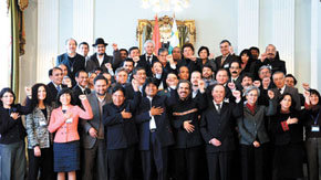 El presidente Morales junto a todos sus embajadores en el extranjero
