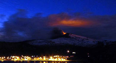 El volcán Copahue arrojando cenizas

