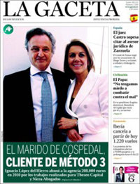 Portada de La Gaceta sobre Ignacio López del Hierro, el marido de Cospedal.