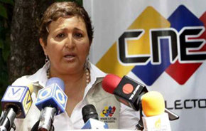 La presidenta del Consejo Nacional Electoral (CNE) de Venezuela, Tibisay Lucena