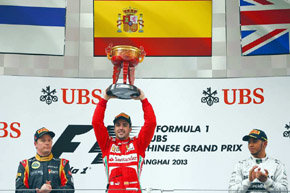 Alonso izó la bandera española en China