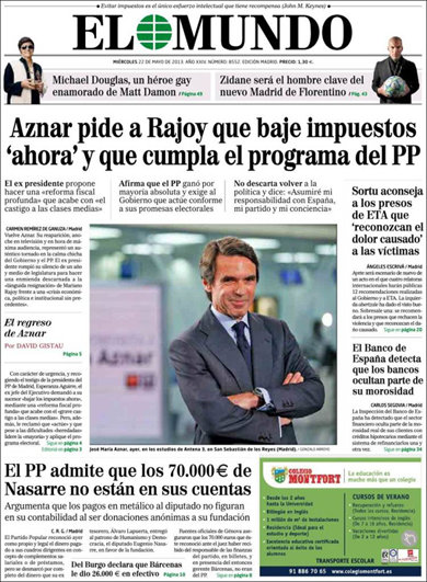 Nuevo guantazo de ‘El Mundo’ a Rajoy de la mano de Aznar