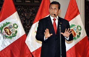 Ollanta Humala durante su rueda de prensa en Lima.