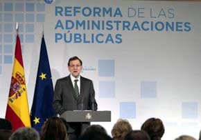 El presidente del Gobierno, Mariano Rajoy, durante la presentación de la Reforma de las Administraciones el pasado jueves. 