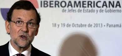 Rajoy durante la rueda de prensa en la Cumbre Iberoamericana de Panamá 