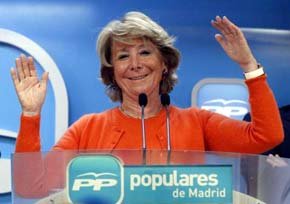 La presidenta del PP madrileño Esperanza Aguirre 