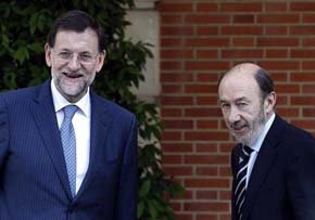 Mariano Rajoy y Alfredo Pérez Rubalcaba. 