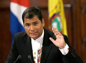 El presidente ecuatoriano, Rafael Correa, destacó que el crecimiento económico de su país en 2008
