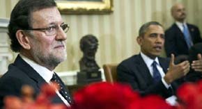 Mariano Rajoy durante el encuentro con Barack Obama en la Casa Blanca. (EFE)