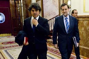 Mariano Rajoy y Jorge Moragas en el Congreso de los Diputados (Foto: PP)