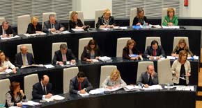 Bancada del Partido Popular durante un pleno en el Ayuntamiento de Madrid. AYTO.