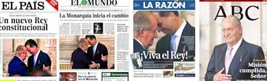 La prensa española se rinde a la monarquía española elogiando hasta la extenuación a Juan Carlos I y Felipe VI