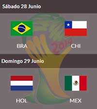 Brasil vs. Chile y Holanda vs. México en octavos