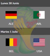 Alemania vs. Argelia y Bélgica vs. USA en octavos