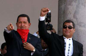 Chávez (i) y Correa consolidan lazos de amistad y cooperación