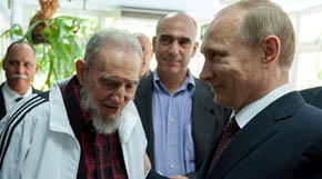 Vladimir Putin es recibido en La Habana por Fidel Castro 