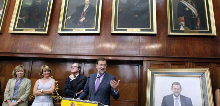 Rajoy, Gabilondo, Aguirre y Del Castillo en la galería de Educación (EFE)