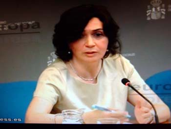 Captura de la TV con la declaracion de la Ministra de Sanidad